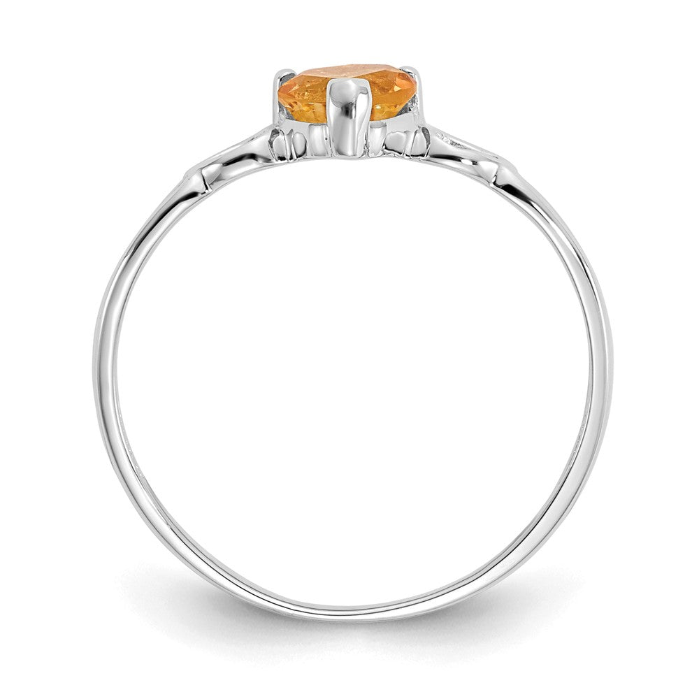 10k White Gold Polished Geniune Citrine Birthstone Ring, Size: 6