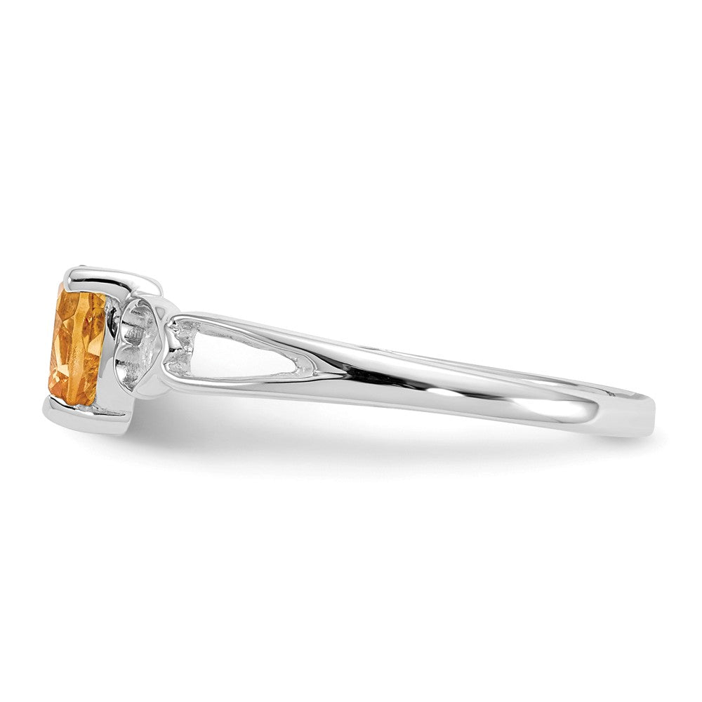 10k White Gold Polished Geniune Citrine Birthstone Ring, Size: 6