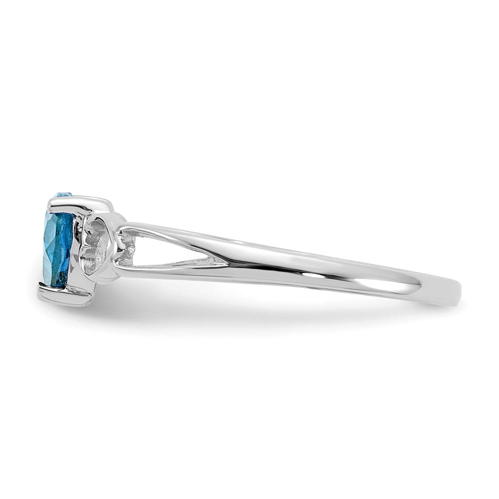 10k White Gold Polished Geniune Blue Topaz Birthstone Ring, Size: 6