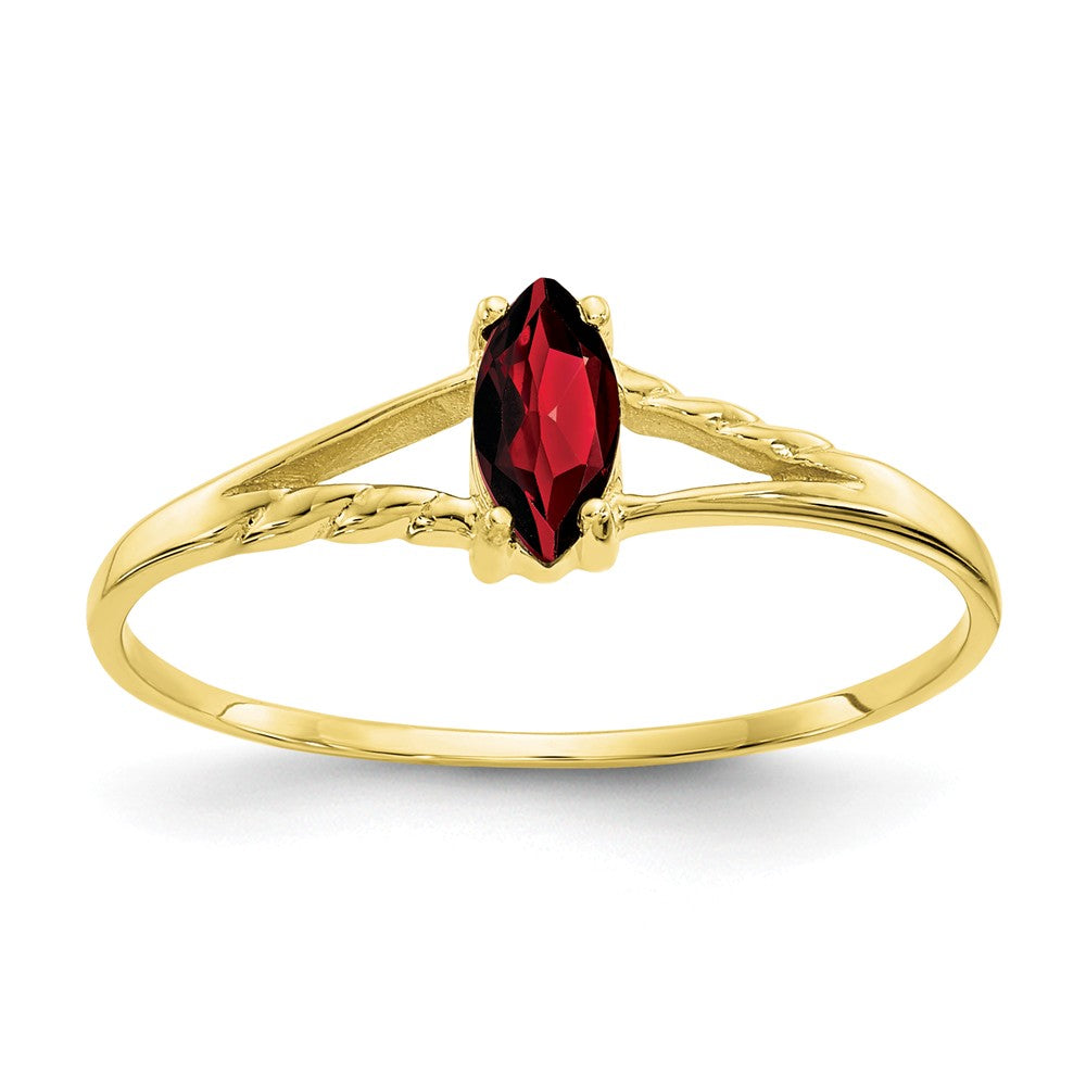 10k Yellow Gold Polished Geniune Garnet Birthstone Ring, Size: 7