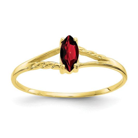 10k Yellow Gold Polished Geniune Garnet Birthstone Ring, Size: 7