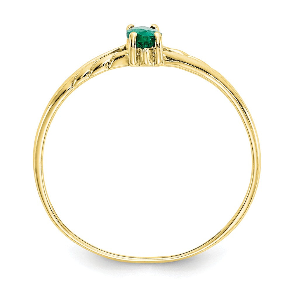 10k Yellow Gold Polished Geniune Emerald Birthstone Ring, Size: 7