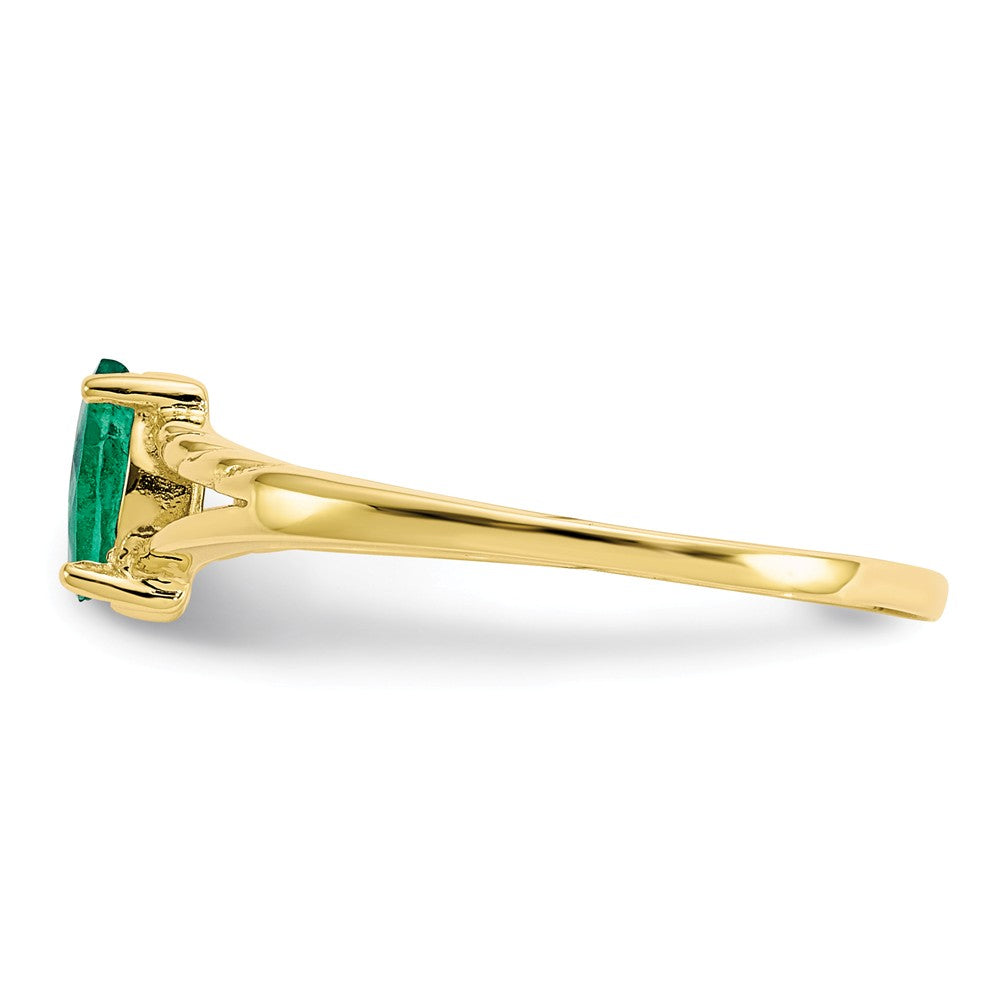 10k Yellow Gold Polished Geniune Emerald Birthstone Ring, Size: 7