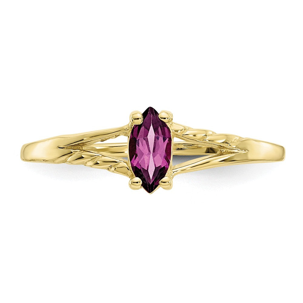 10k Yellow Gold Polished Geniune Rhodolite Garnet Birthstone Ring, Size: 7