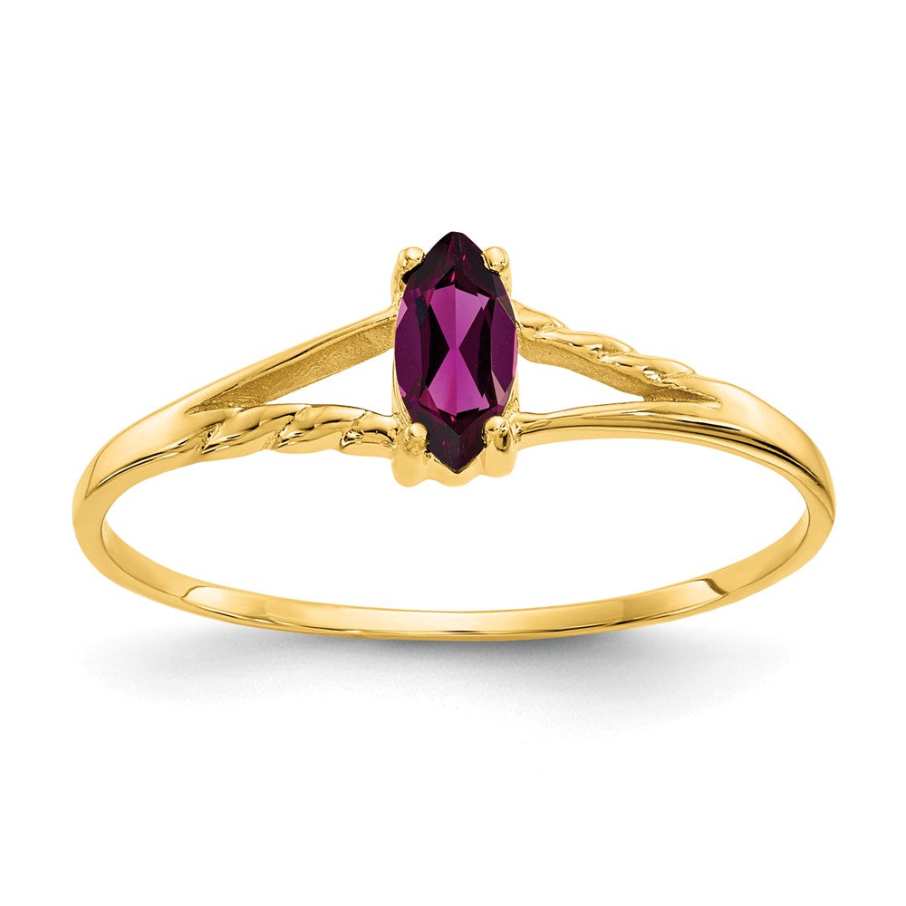 10k Yellow Gold Polished Geniune Rhodolite Garnet Birthstone Ring, Size: 7