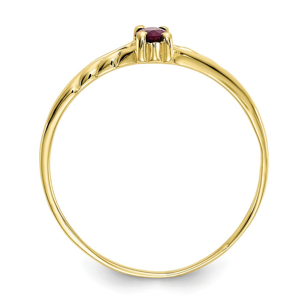 10k Yellow Gold Polished Geniune Ruby Birthstone Ring, Size: 7