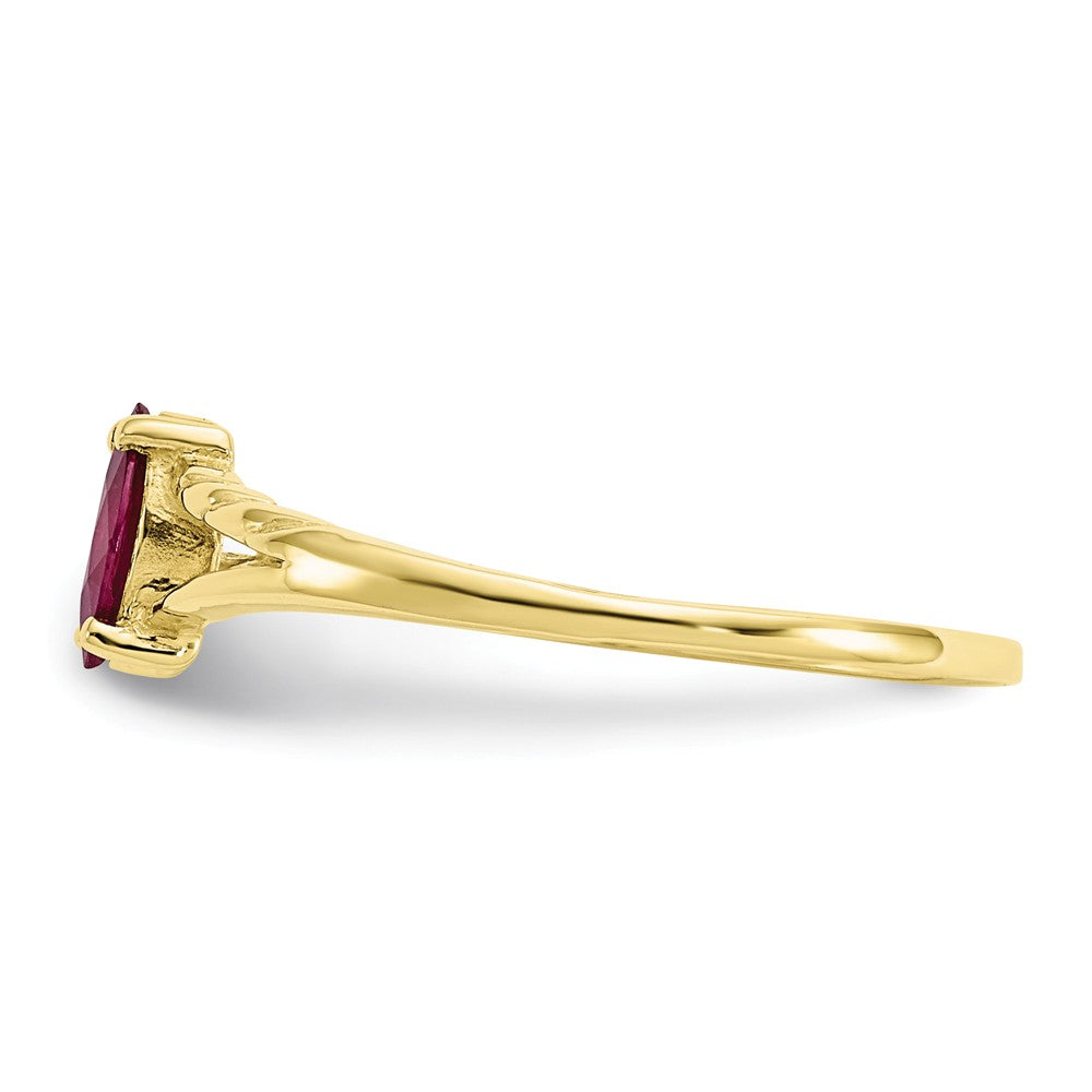 10k Yellow Gold Polished Geniune Ruby Birthstone Ring, Size: 7