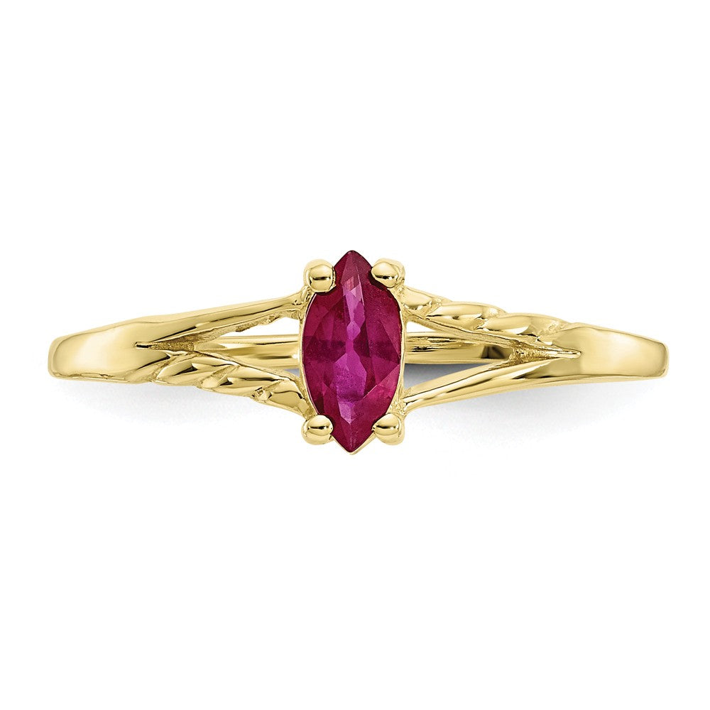 10k Yellow Gold Polished Geniune Ruby Birthstone Ring, Size: 7