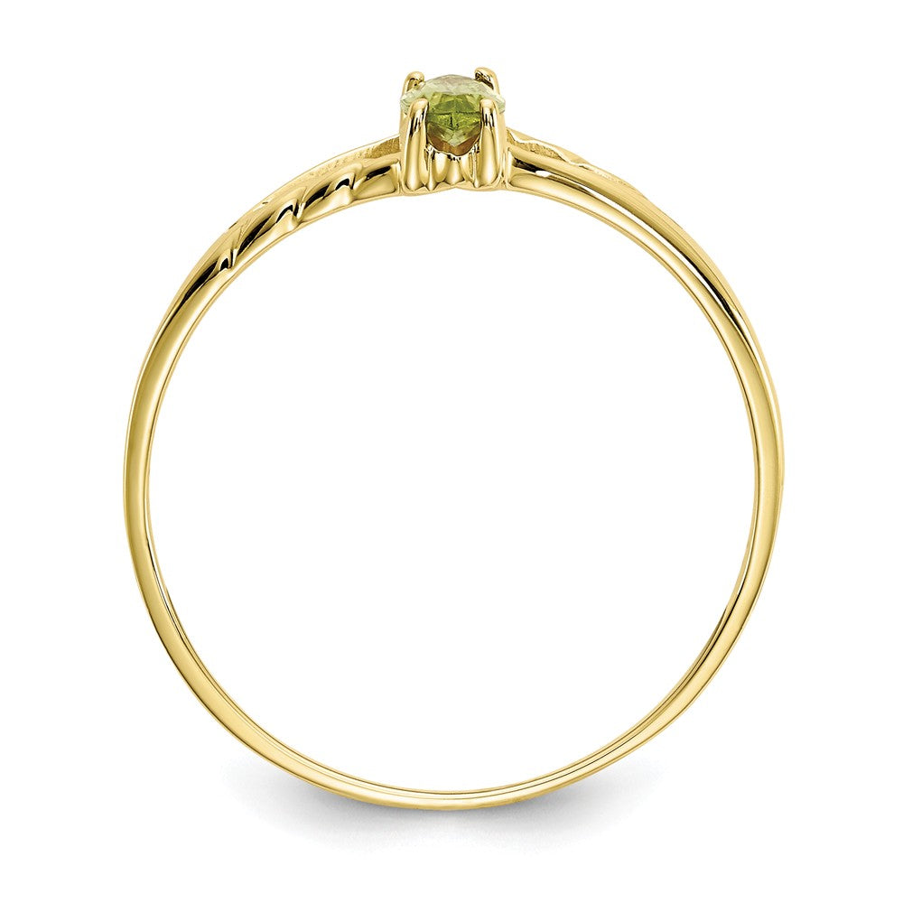 10k Yellow Gold Polished Geniune Peridot Birthstone Ring, Size: 7