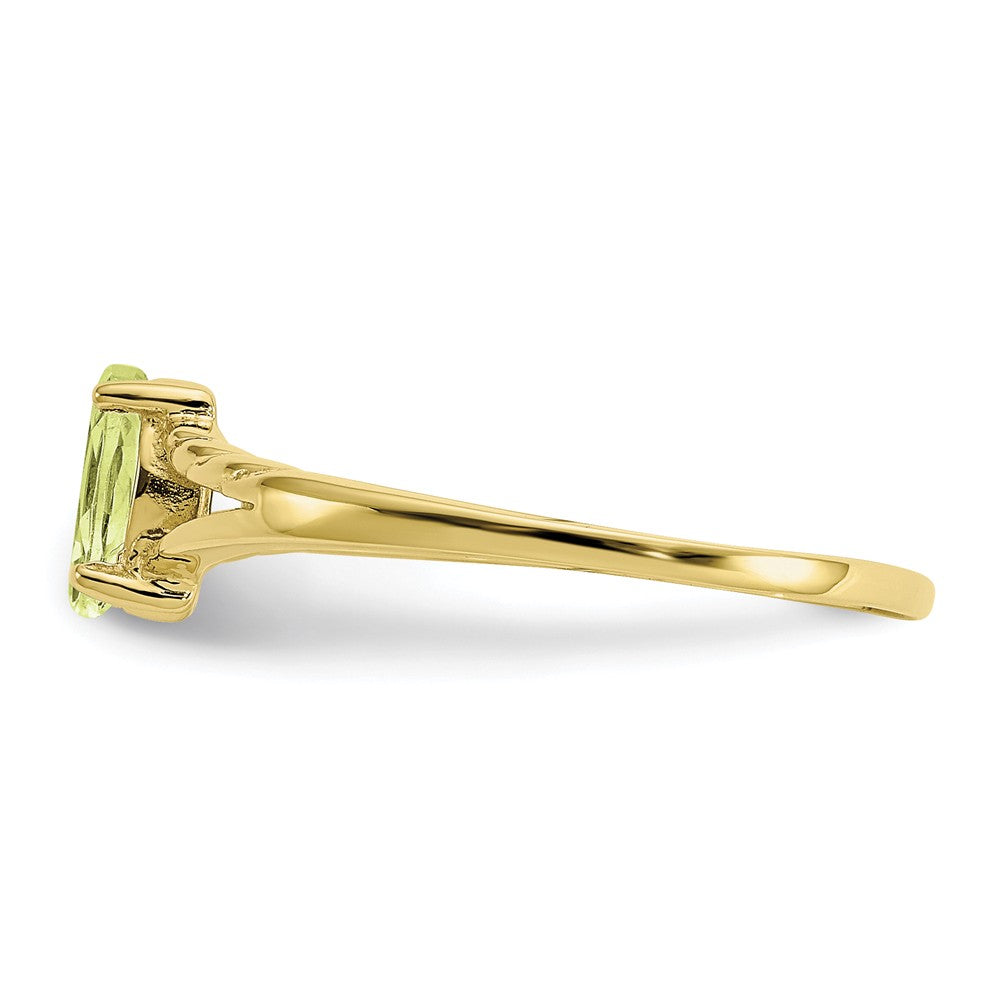 10k Yellow Gold Polished Geniune Peridot Birthstone Ring, Size: 7