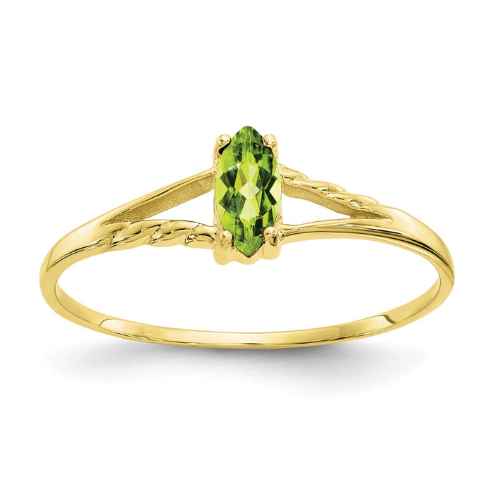 10k Yellow Gold Polished Geniune Peridot Birthstone Ring, Size: 7
