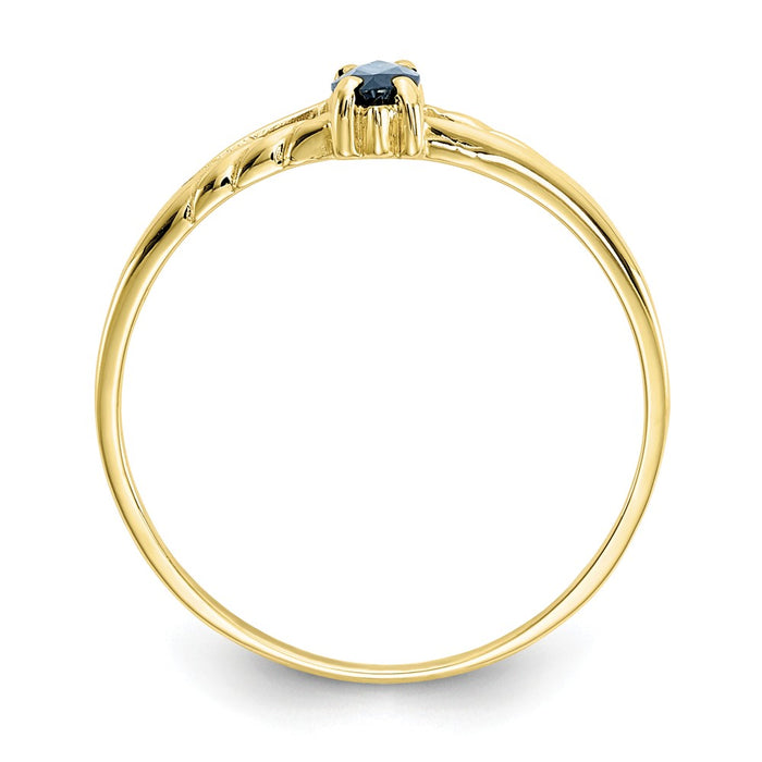 10k Yellow Gold Polished Geniune Sapphire Birthstone Ring, Size: 7