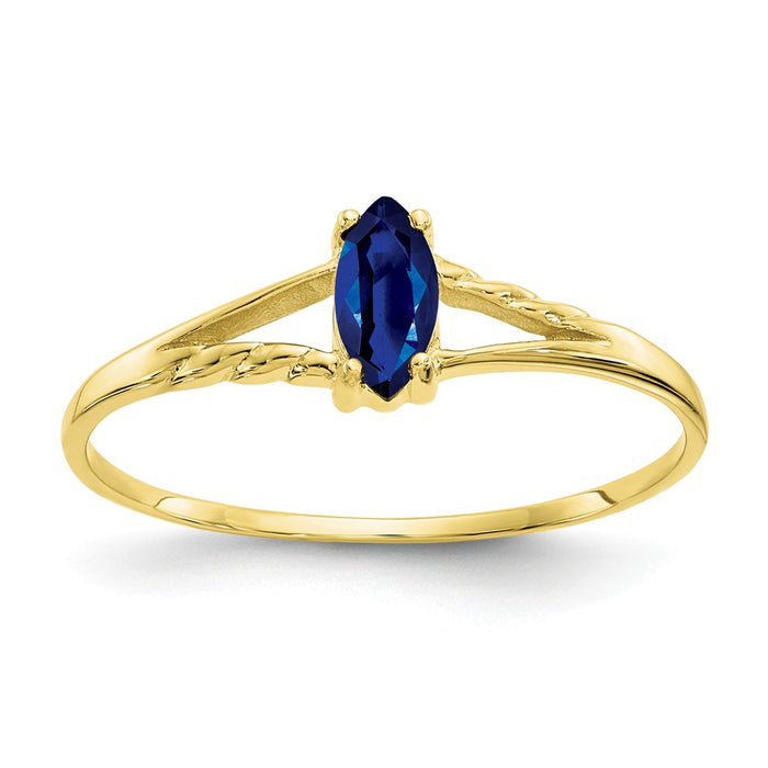 10k Yellow Gold Polished Geniune Sapphire Birthstone Ring, Size: 7