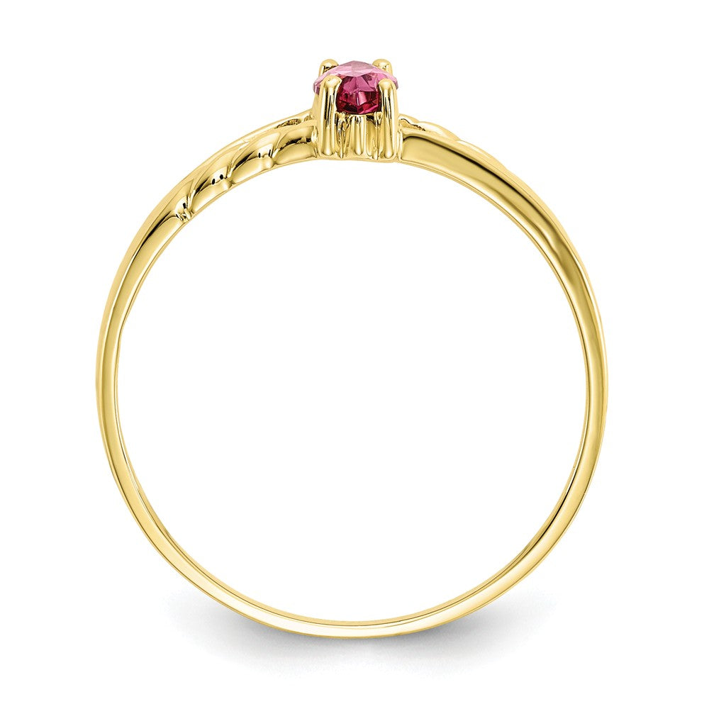 10k Yellow Gold Polished Geniune Pink Tourmaline Birthstone Ring, Size: 7