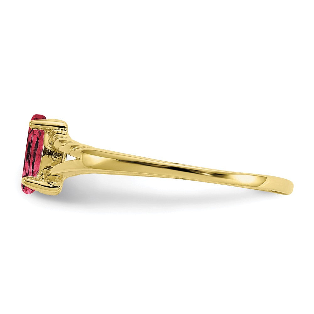 10k Yellow Gold Polished Geniune Pink Tourmaline Birthstone Ring, Size: 7