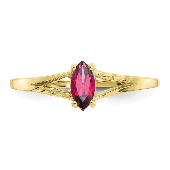 10k Yellow Gold Polished Geniune Pink Tourmaline Birthstone Ring, Size: 7