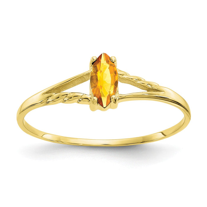 10k Yellow Gold Polished Geniune Citrine Birthstone Ring, Size: 7