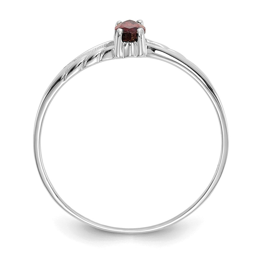 10k White Gold Polished Geniune Garnet Birthstone Ring, Size: 6