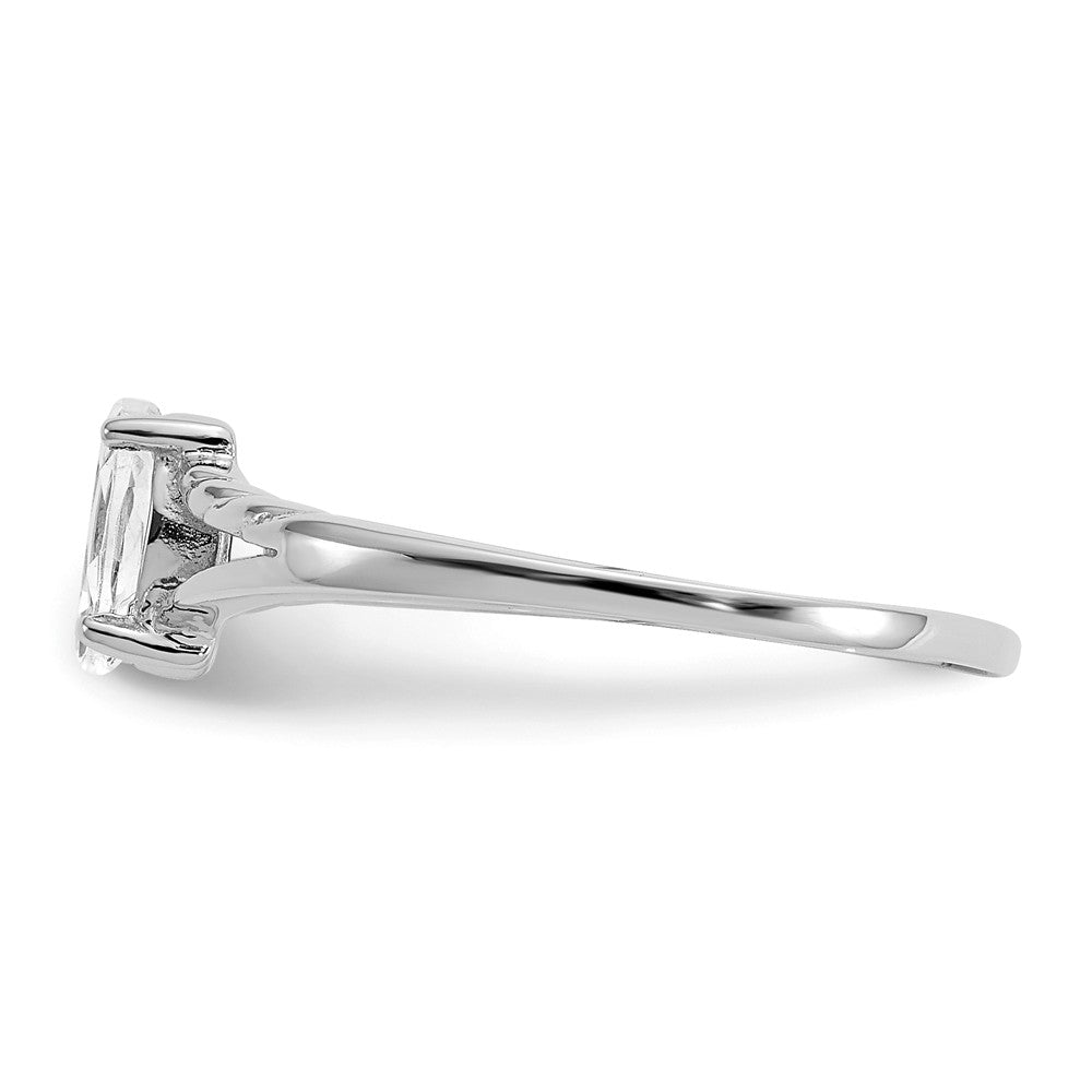 10k White Gold Polished Geniune White Topaz Birthstone Ring, Size: 6