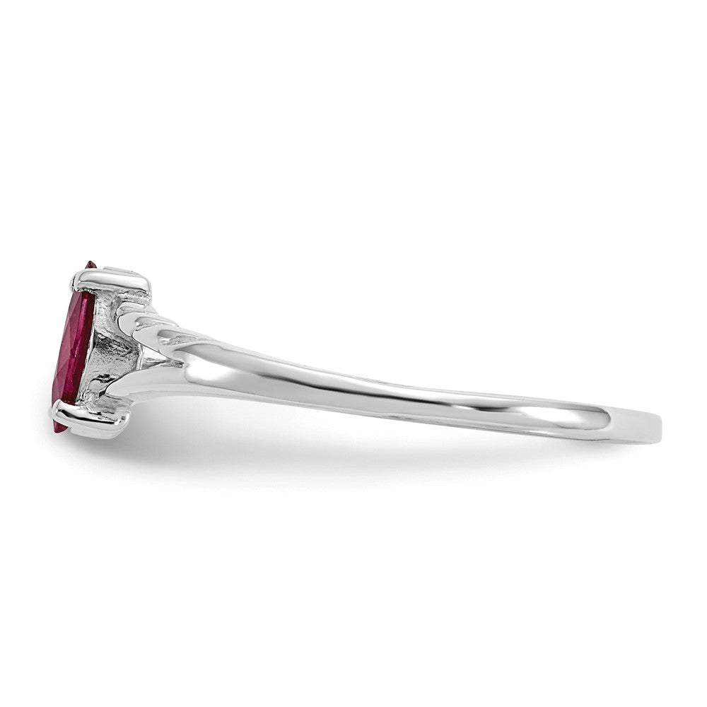 10k White Gold Polished Geniune Ruby Birthstone Ring, Size: 6
