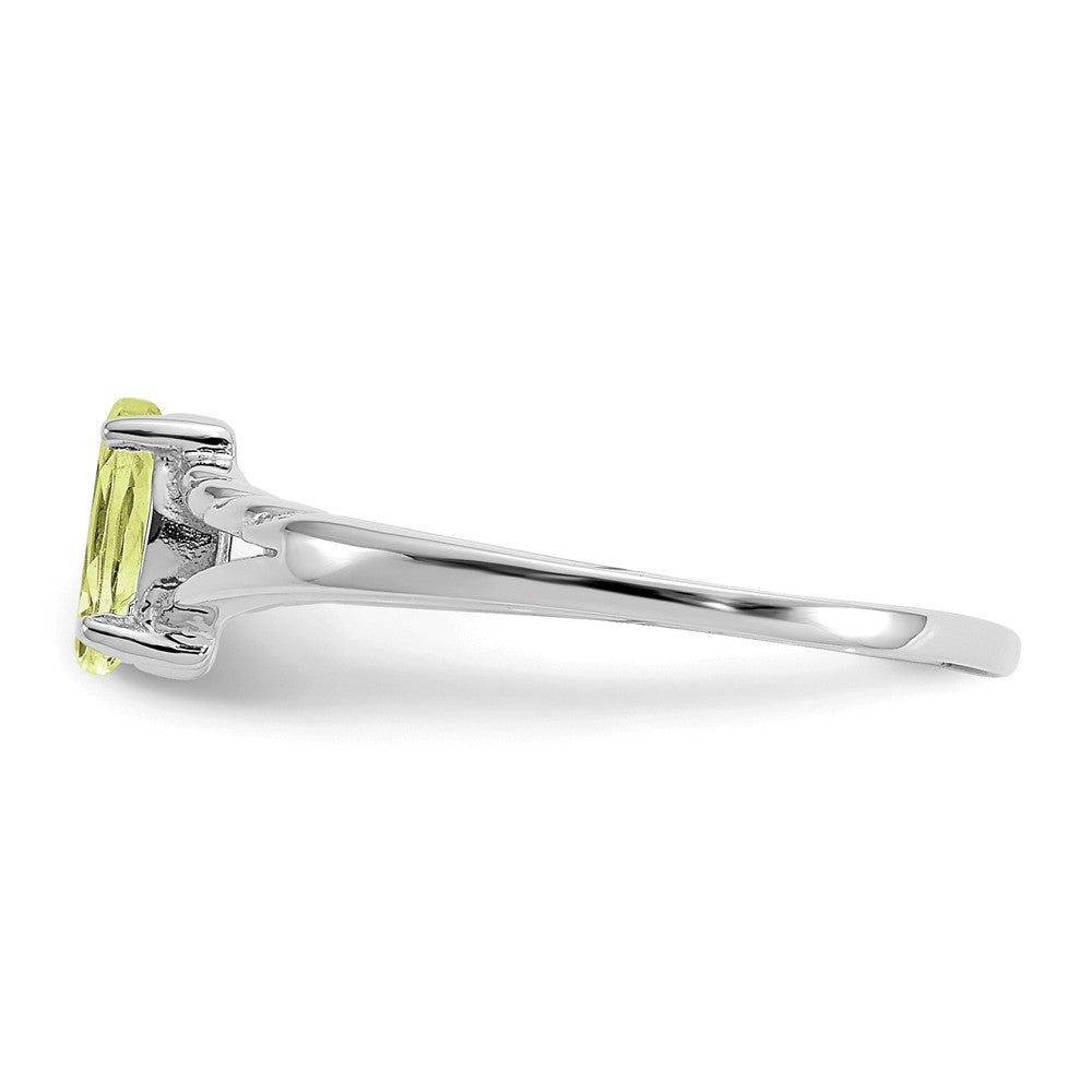 10k White Gold Polished Geniune Peridot Birthstone Ring, Size: 6