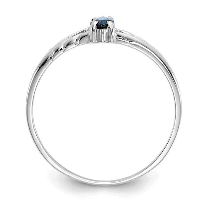 10k White Gold Polished Geniune Sapphire Birthstone Ring, Size: 6