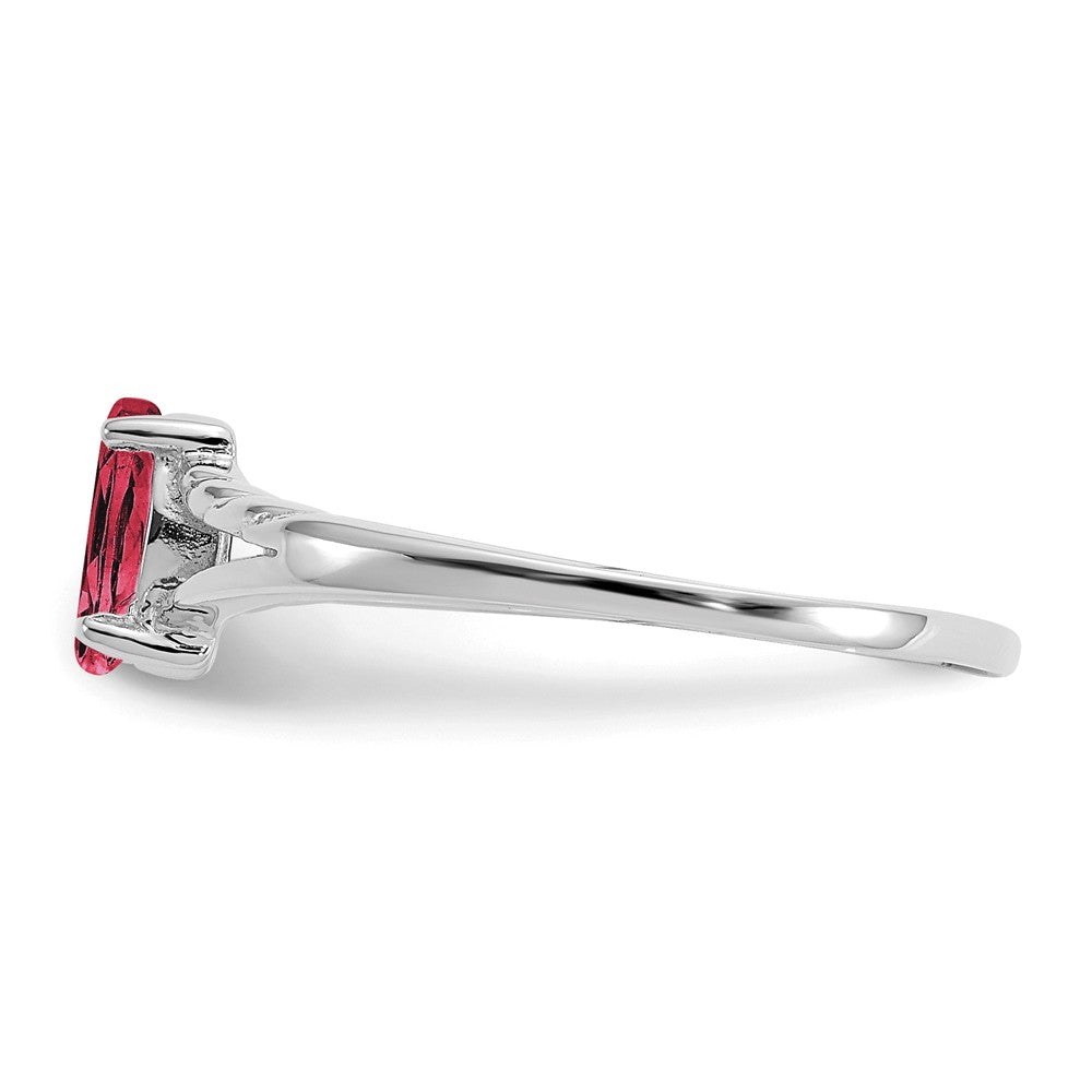 10k White Gold Polished Geniune Pink Tourmaline Birthstone Ring, Size: 6