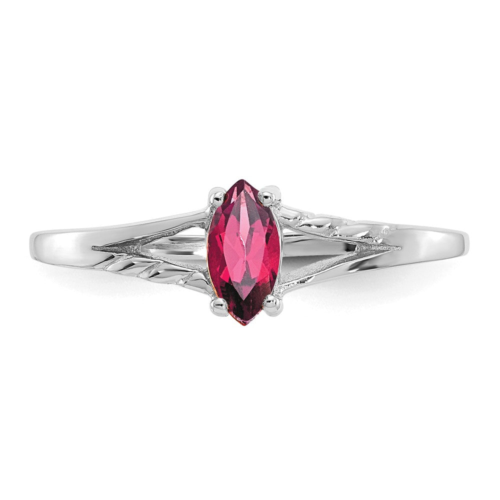 10k White Gold Polished Geniune Pink Tourmaline Birthstone Ring, Size: 6