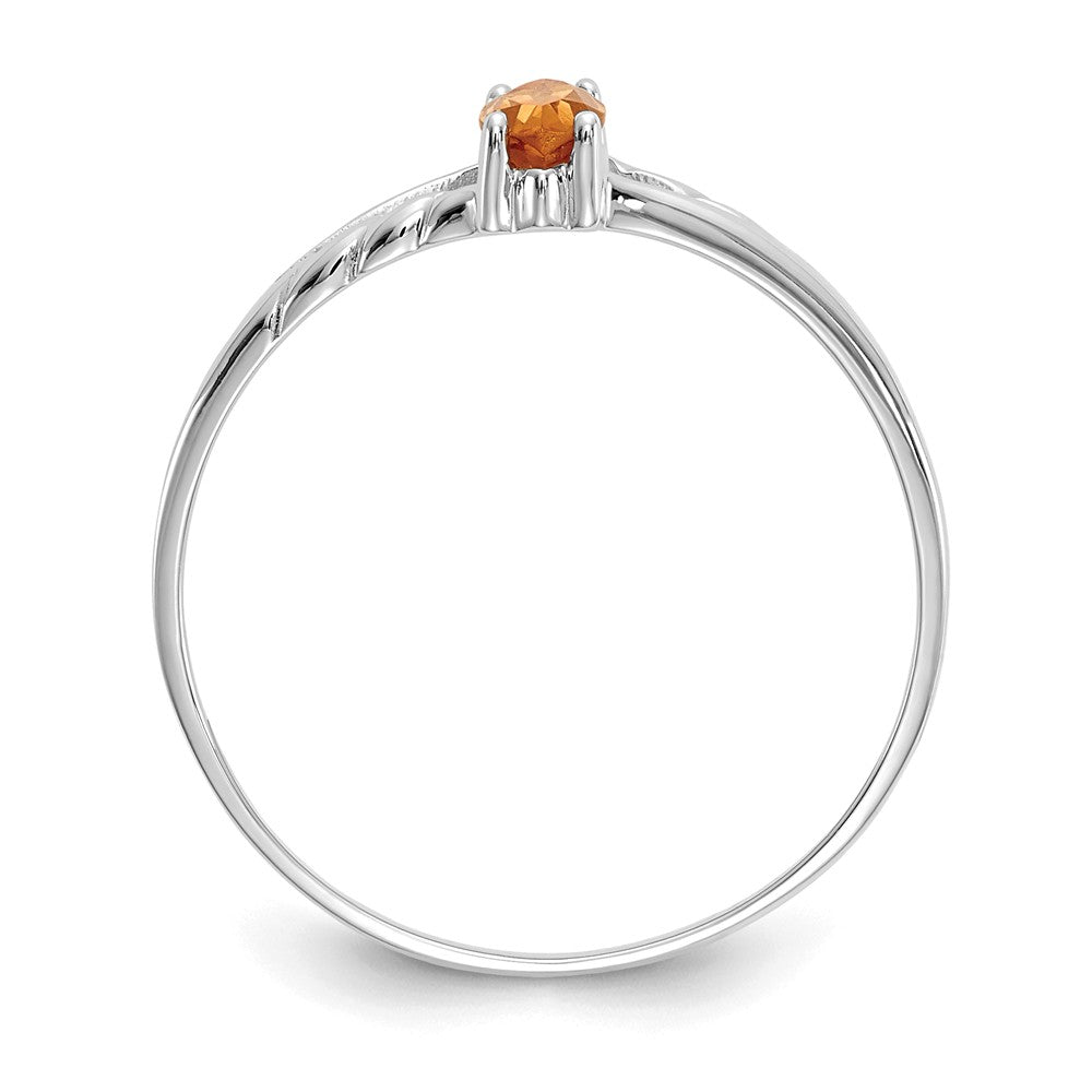 10k White Gold Polished Geniune Citrine Birthstone Ring, Size: 6