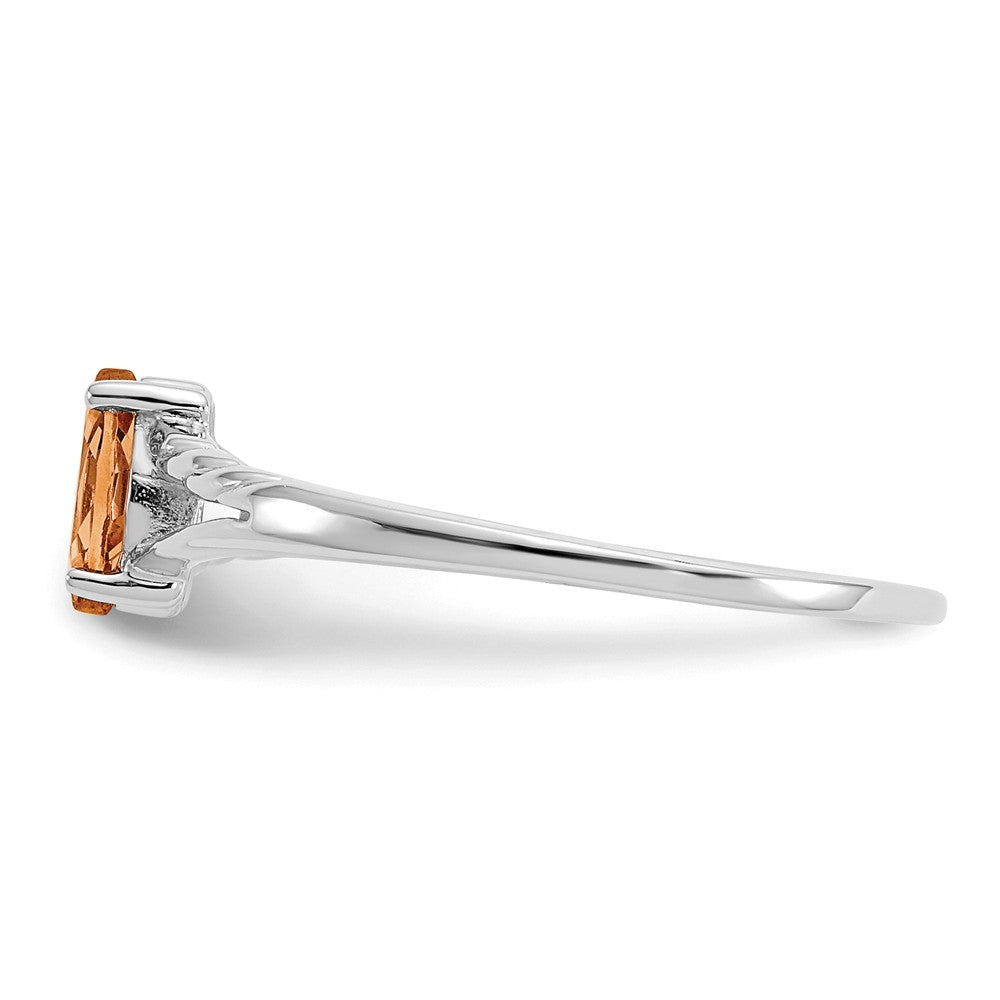 10k White Gold Polished Geniune Citrine Birthstone Ring, Size: 6