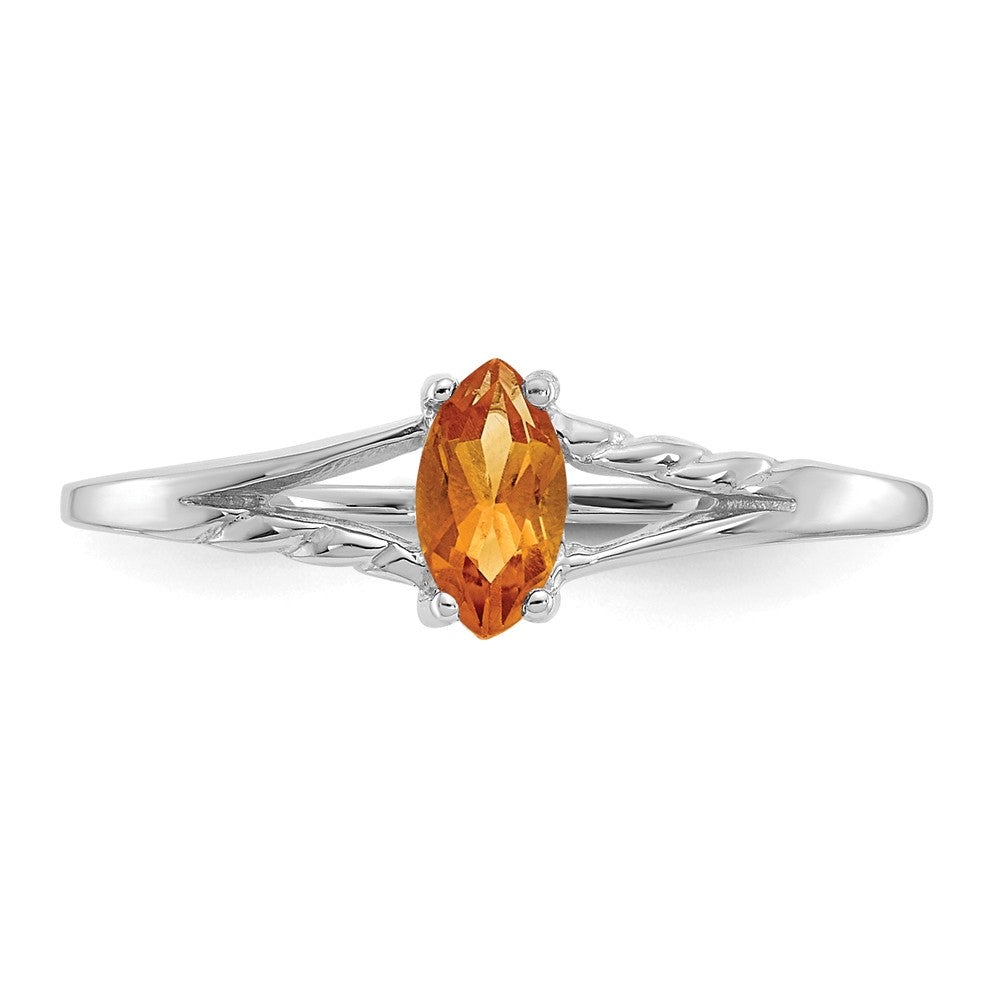 10k White Gold Polished Geniune Citrine Birthstone Ring, Size: 6