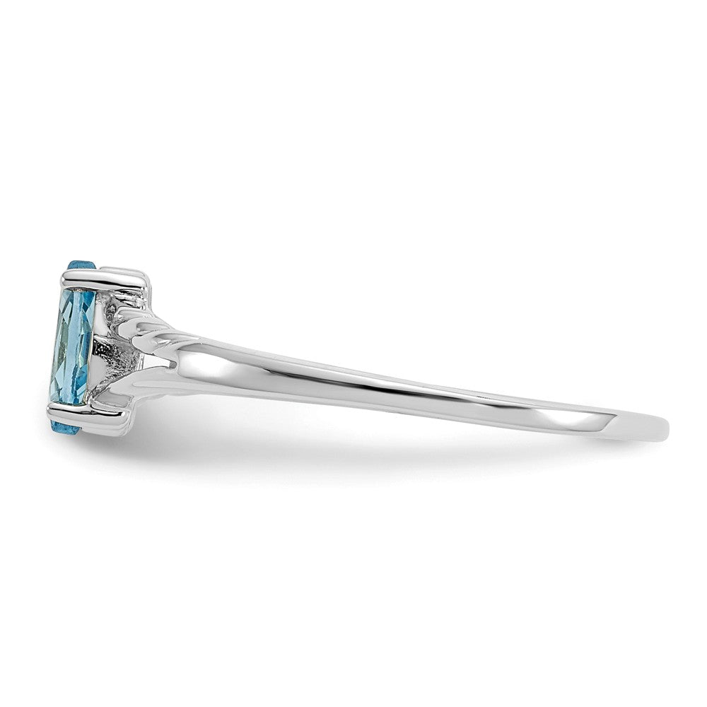 10k White Gold Polished Geniune Blue Topaz Birthstone Ring, Size: 6