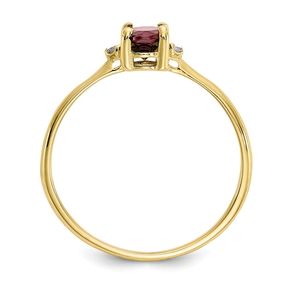 10k Yellow Gold Polished Geniune Diamond & Garnet Birthstone Ring, Size: 6