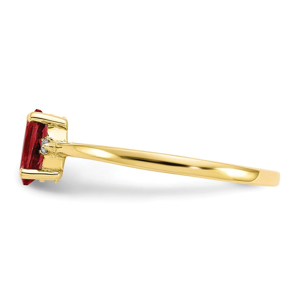 10k Yellow Gold Polished Geniune Diamond & Garnet Birthstone Ring, Size: 6