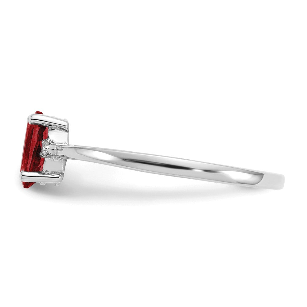 10k White Gold Polished Geniune Diamond & Garnet Birthstone Ring, Size: 6