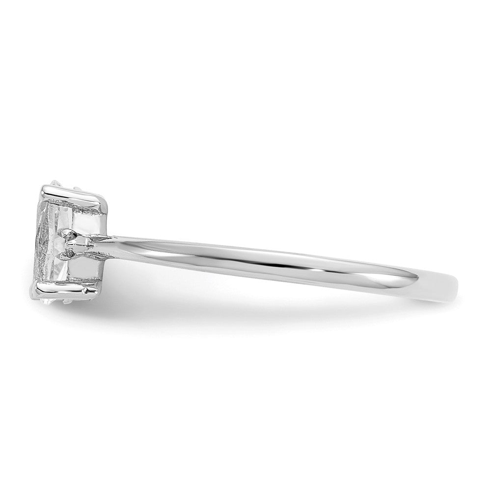 10k White Gold Polished GeniuneDiamond/White Topaz Birthstone Ring, Size: 6