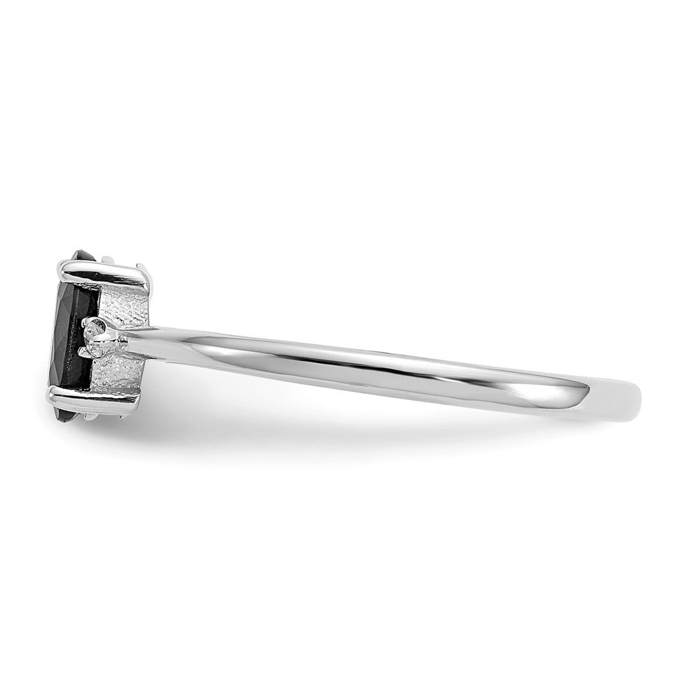 10k White Gold Polished Geniune Diamond & Sapphire Birthstone Ring, Size: 6