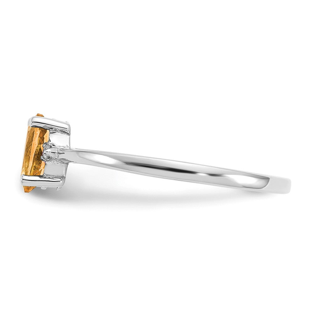 10k White Gold Polished Geniune Diamond/Citrine Birthstone Ring, Size: 6