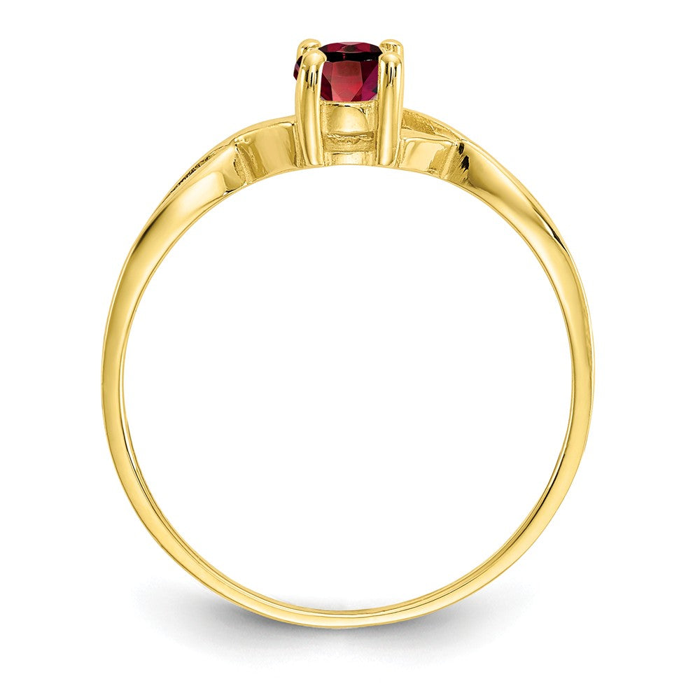10k Yellow Gold Polished Geniune Garnet Birthstone Ring, Size: 7