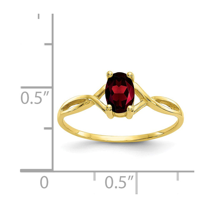 10k Yellow Gold Polished Geniune Garnet Birthstone Ring, Size: 7