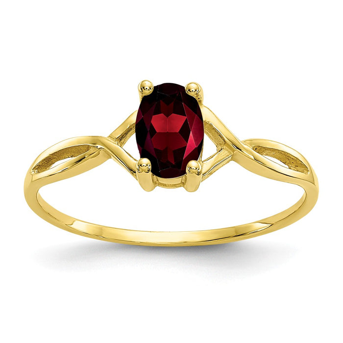 10k Yellow Gold Polished Geniune Garnet Birthstone Ring, Size: 7