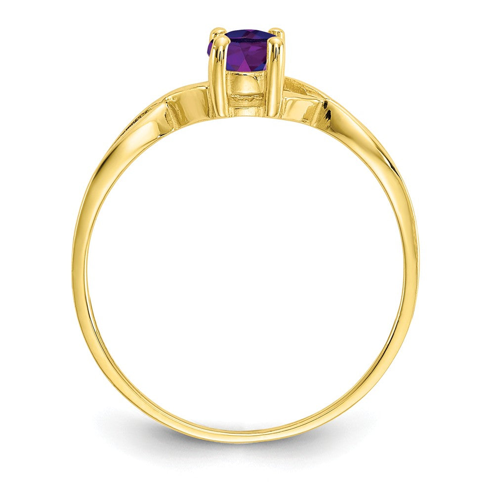 10k Yellow Gold Polished Geniune Amethyst Birthstone Ring, Size: 7