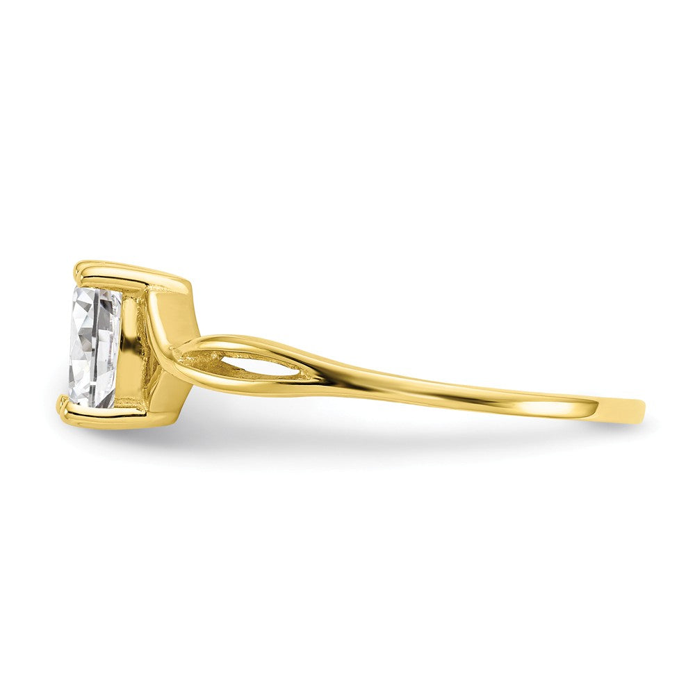10k Yellow Gold Polished Geniune White Topaz Birthstone Ring, Size: 7