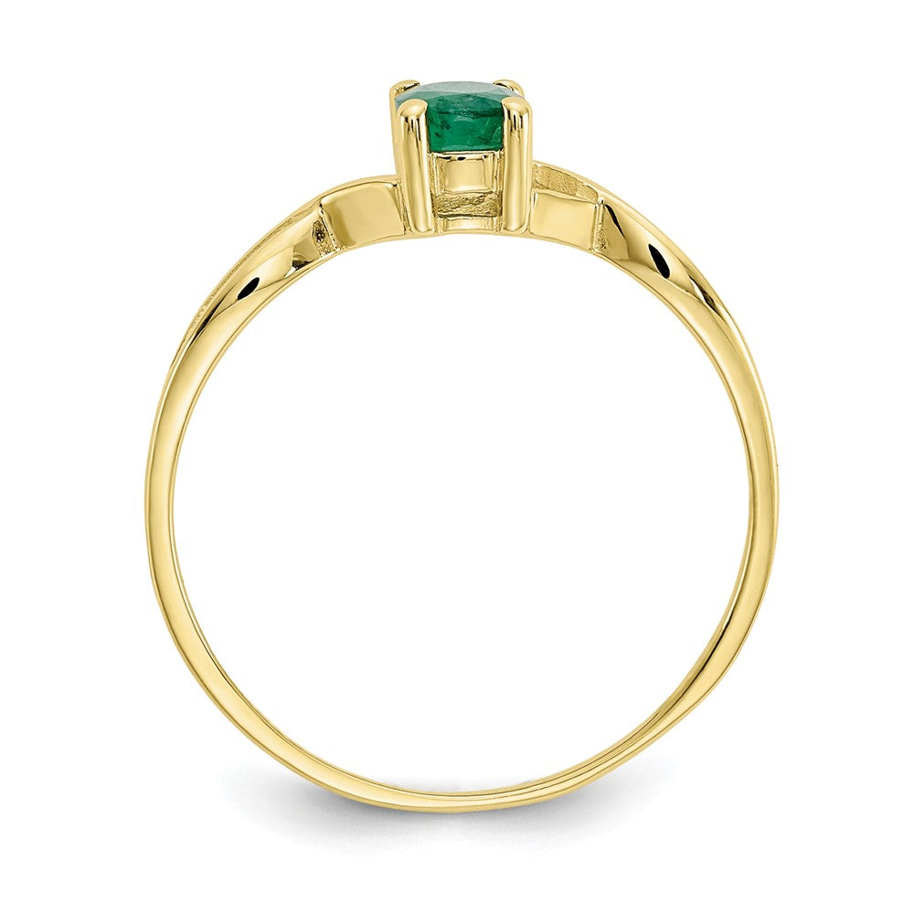 10k Yellow Gold Polished Geniune Emerald Birthstone Ring, Size: 7
