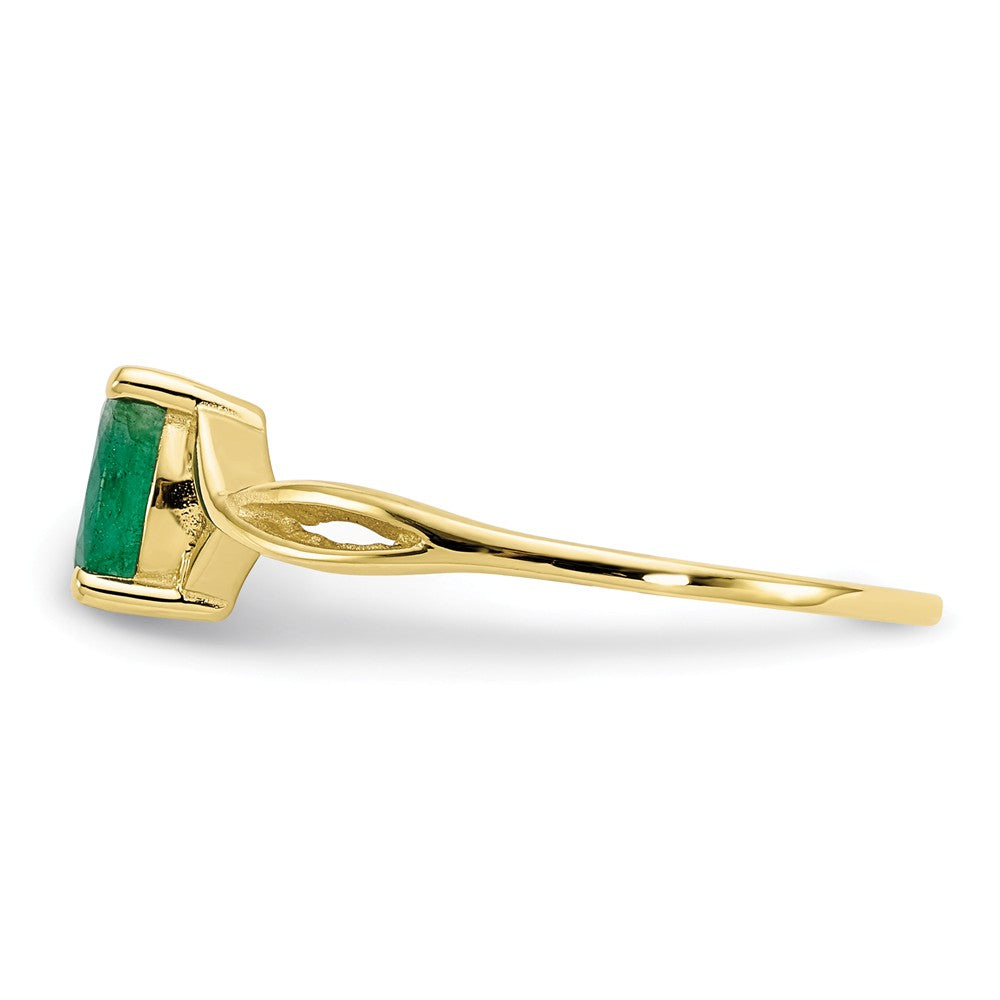 10k Yellow Gold Polished Geniune Emerald Birthstone Ring, Size: 7
