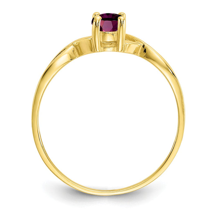 10k Yellow Gold Polished Geniune Rhodolite Garnet Birthstone Ring, Size: 7