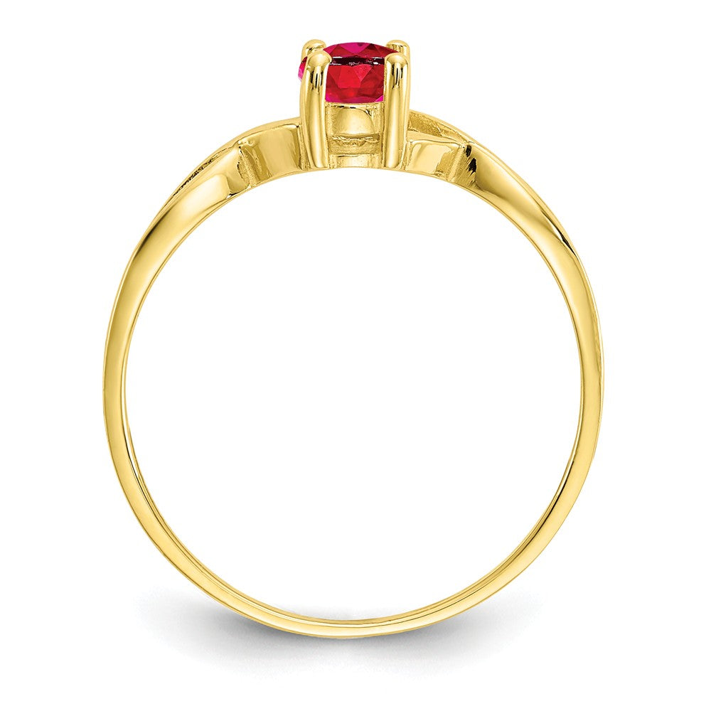 10k Yellow Gold Polished Geniune Ruby Birthstone Ring, Size: 7