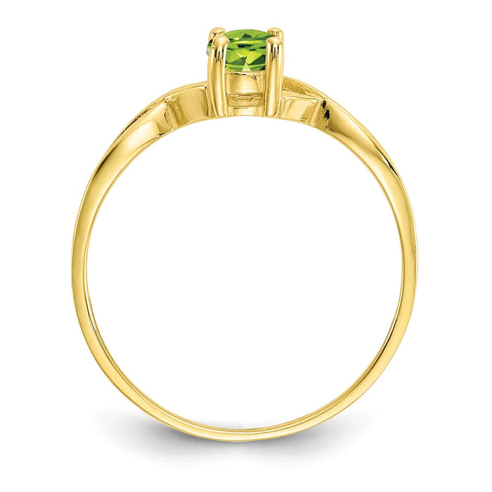 10k Yellow Gold Polished Geniune Peridot Birthstone Ring, Size: 7