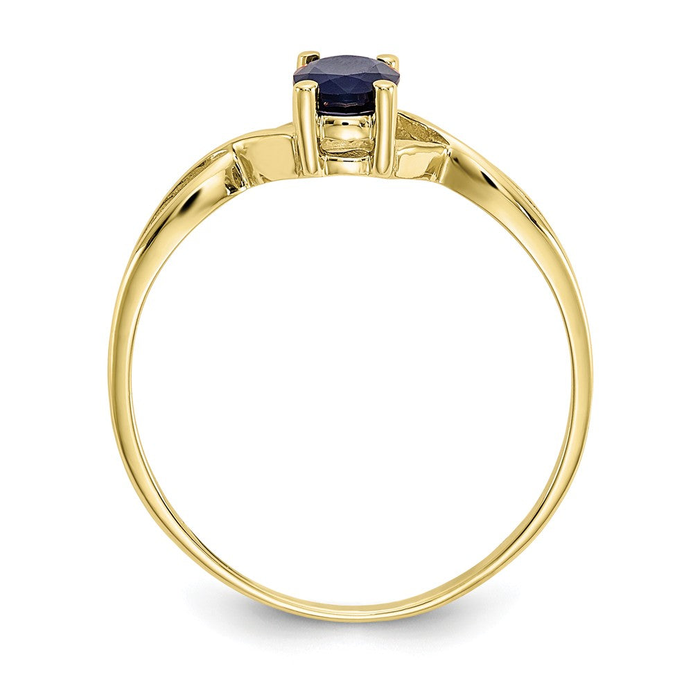 10k Yellow Gold Polished Geniune Sapphire Birthstone Ring, Size: 7