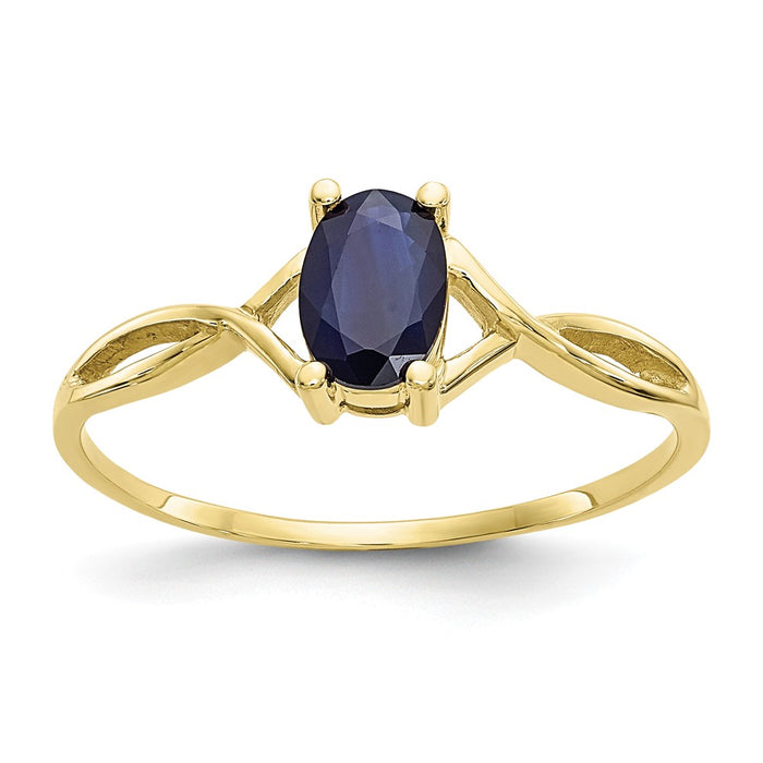 10k Yellow Gold Polished Geniune Sapphire Birthstone Ring, Size: 7